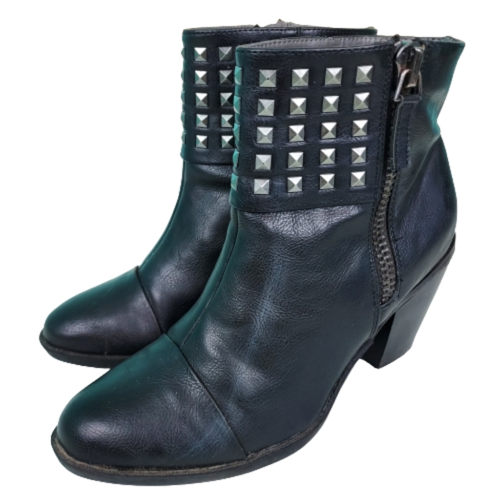 Rialto Black Ankle Boots with Silver Studs